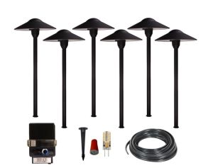 Set Of 6 LED Mushroom Path Light In Black