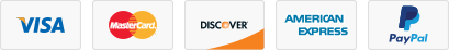 Visa, Mastercard, Discover, American Express, PayPal