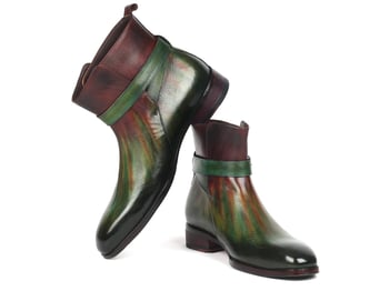 Paul Parkman Green & Bordeaux Genuine Leather Jodhpur Boots 957FRS84