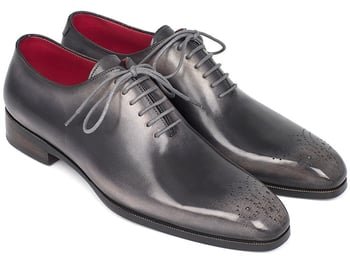 Paul Parkman ''KR254GRY'' Genuine Leather Gray / Black Medallion Toe  Shoes.