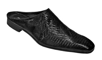 Mauri 4454 Black Genuine Woven Tejus Lizard Half Shoes