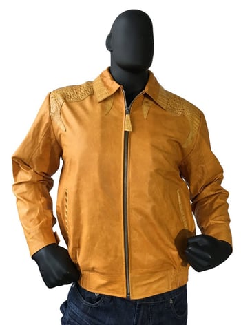 G-Gator Yellow Genuine Alligator / Lambskin Bomber Jacket 3415.