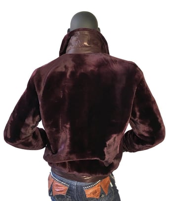 G-Gator Burgundy Genuine Sheepskin Bomber Jacket 450.