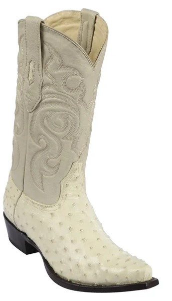 Los Altos Winter White Genuine Ostrich Snip Toe Cowboy Boots 940304