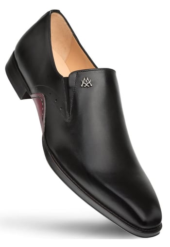 Mezlan S20523 Black Hand-Stained Calfskin Venetian Horsebit Loafer