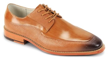 Giovanni Asher Tan Genuine Calfskin Derby Shoes