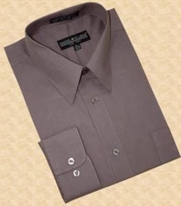 Daniel Ellissa Solid Charcoal Grey Cotton Blend Dress Shirt With Convertible Cuffs