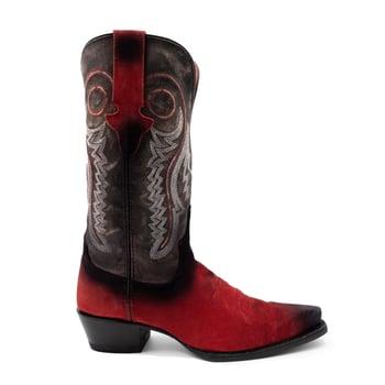 Ferrini Ladies "Roughrider" Red Full Grain Leather Snipped Toe Cowgirl Shoes 84361-22