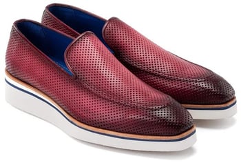 Paul Parkman 186-PR-PUR Purple Genuine Perforated Leather Smart Casual Loafer