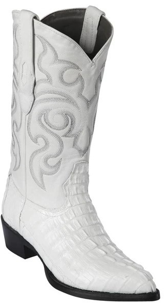 Los Altos White Genuine Caiman Tail  J Toe Cowboy Boots 990128