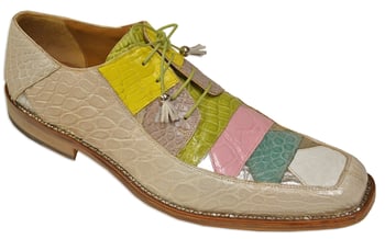 Mauri "2636" All Over Genuine Alligator Rainbow Colors Shoes: Linen / White / Sky Lark / Taste Of Berry / Crispy Green / Mauve / New Yellow / Silver