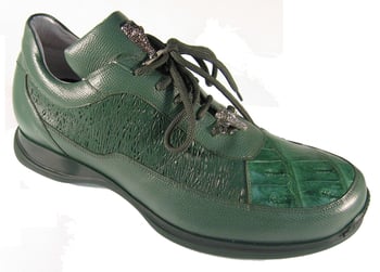 Mauri "King" 8900/8 Forest Green Genuine Grain Calf / Nappa Leather / Baby Crocodile Sneakers