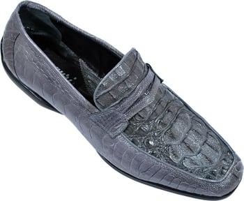 Mauri "Leroy" 9117 Medium Grey Genuine Hornback Alligator/Ostrich Leg Shoes