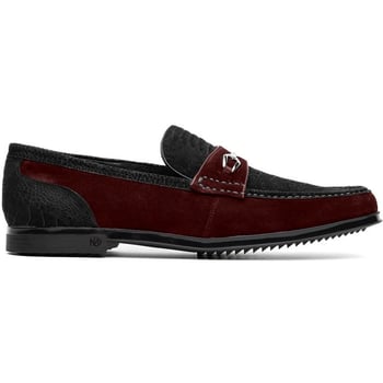 Marco Di Milano "Hugo" Black / Wine Genuine Sueded Ostrich Leg Loafer