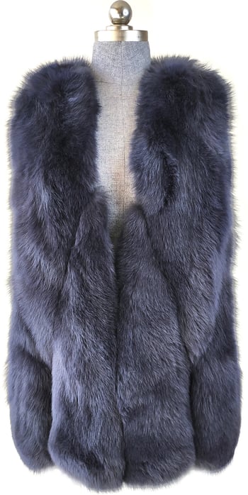 Winter Fur Ladies Grey Genuine Fox Fur 3/4 Vest W53V02GY.