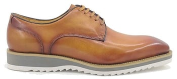 Carrucci Cognac Burnished Calfskin Leather Rubber Soled Derby Shoes KS515-26