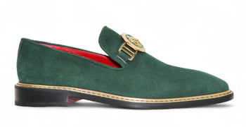 Emilio Franco EF102 Green Suede Gold Hardware Leather Sole Loafer