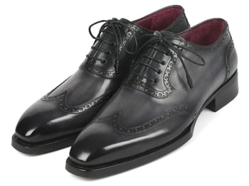 Paul Parkman Black / Gray Genuine Leather Goodyear Welted Men's Oxford Dress Shoes 6819-GRY