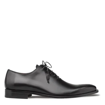 Mezlan "Cupula" Black Genuine Calfskin Leather Whole-Cut Oxford Shoes 20933.