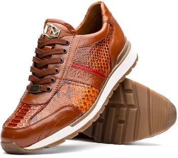 Marco Di Milano ''Brescia'' Honey Genuine Python and Calfskin Fashion Sneakers