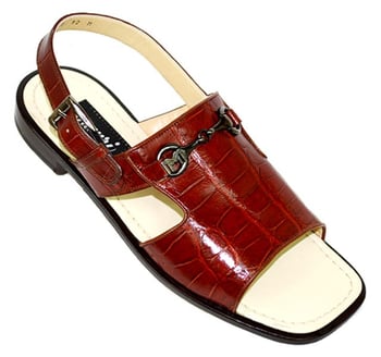 Mauri "Polished" 1329 Gold Genuine All-Over Alligator Sandals