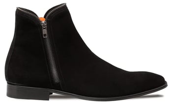 Mezlan Moretti Black Genuine Suede Ankle Boots with Side Zip 21686