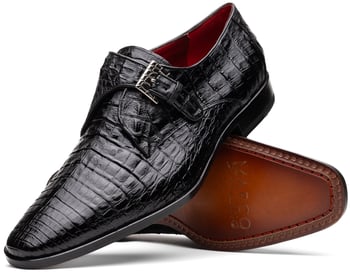 Marco Di Milano "Rovigo" Black Genuine Caiman Crocodile Dress Shoes