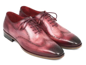 Paul Parkman ''741-BUR'' Burgundy Genuine Calfskin Leather Wintip Oxfords Shoes .