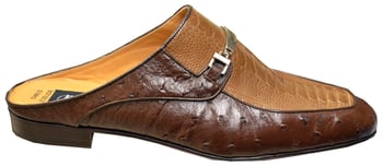 Mauri "2450/1" Sport Rust Dark Genuine Ostrich / Cork Ostrich Leg Half Dress Shoes