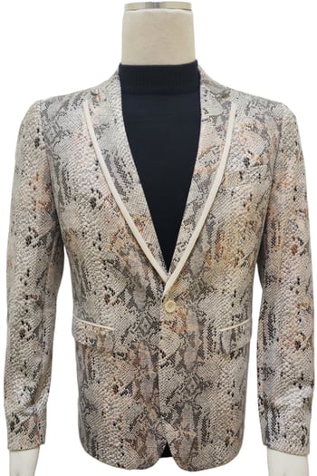 Pronti Beige / Black / Bronze Snakeskin Print Modern Fit Blazer B3607