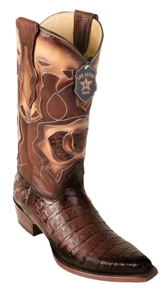 Los Altos Faded Brown Genuine Caiman Belly Snip Toe Cowboy Boots 94R8216