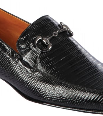 Lombardy Black Genuine Lizard Skin Horsebit Loafer Shoes ZLD010705.