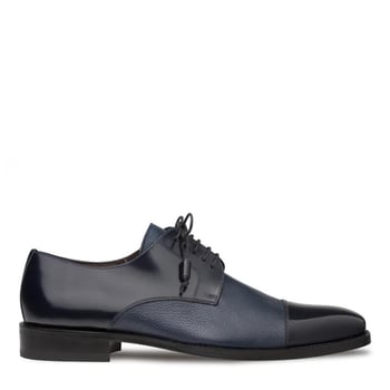 Mezlan "Soka" Blue Genuine Calfskin And Deerskin Combination Leather Lace-Up Shoes 15089.