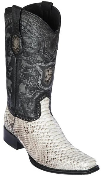 Los Altos Natural Genuine Python Leather European Square Toe Cowboy Boots 765749