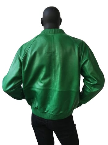 G-Gator Kelly Green Genuine Lambskin Leather Baseball Varsity Bomber Jacket 1051.