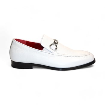 Emilio Franco "Edgardo" White Genuine Italian Deer Skin Leather Loafers.