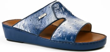 Mauri "1756/1" Brilliant Blue Genuine Ostrich Matt Platform Sandals.