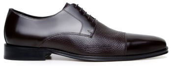 Belvedere Alexander Brown Italian Deerskin and Nappa Leather Cap-Toe Derby Shoes