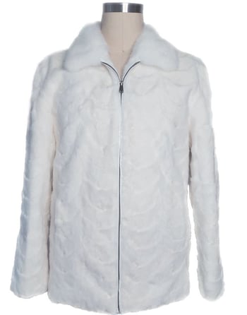 Winter Fur White Genuine Full Skin Section Mink Jacket With Collar M69R05WT.