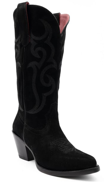 Ferrini Ladies "Quinn" Black Full Grain Leather Snipped Toe Cowgirl Shoes 84861-04