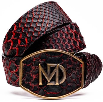 Marco Di Milano "Arkansas" Black Cherry Genuine Python Skin Western Belt.