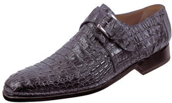 Mauri "Cool" 1172 Charcoal Grey Genuine All-Over Hornback Crocodile Monk Strap Shoes