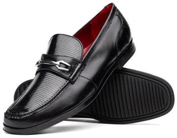 Marco Di Milano "Hugo" Black Genuine Lizard and Calfskin Loafer