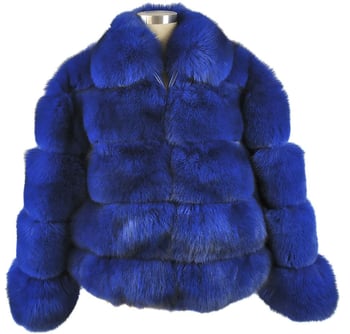 Winter Fur Royal Blue Genuine Fox Bomber Jacket M73R01RB.