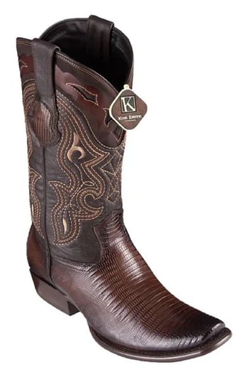 King Exotic Sande Brown Genuine Teju Lizard Skin Dubai Square Toe Cowboy Boots 4790716