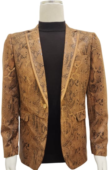 Pronti Cognac / Black / Bronze Snakeskin Print Modern Fit Blazer B3607