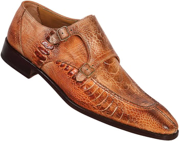 Mauri  "2166" Chestnut Genuine All Over Ostrich Leg Shoes