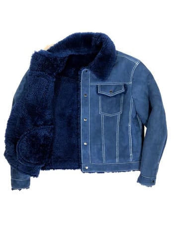G-Gtor 3610 Blue Sheepskin Denim Style Button-Up Jacket USA Made