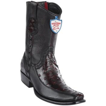 Wild West Black Cherry Genuine Ostrich With Deer Dubai Toe Cowboy Boots 279BF0318