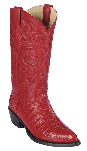 Los Altos Red Genuine Caiman Tail J Toe Cowboy Boots 990112